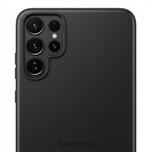 anco Dark Case S26 Ultra – Detailansicht matte Textur und Kameraausschnitt