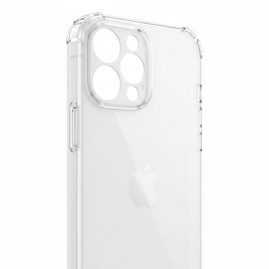 Nahaufnahme der verstärkten Ecke und des Kameraausschnitts des anco Protect Case für iPhone 14 Pro
