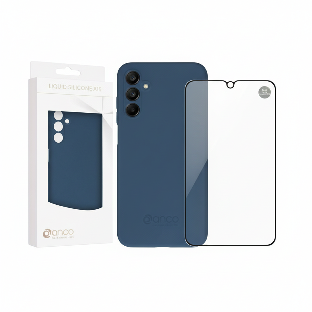 anco Liquid Silicone Case Galaxy A15 – Bundle mit Panzerglas
