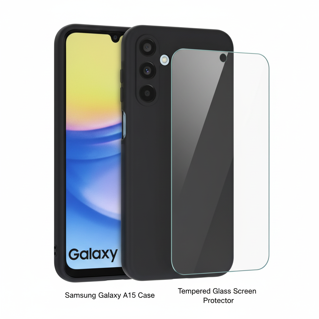 anco Dark Case Samsung Galaxy A15 – Bundle mit Panzerglas