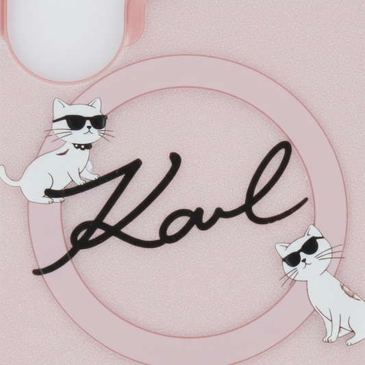Karl Lagerfeld IML Case S26 Ultra – Detailansicht IML-Technologie Choupette-Motiv Karl Skript Logo