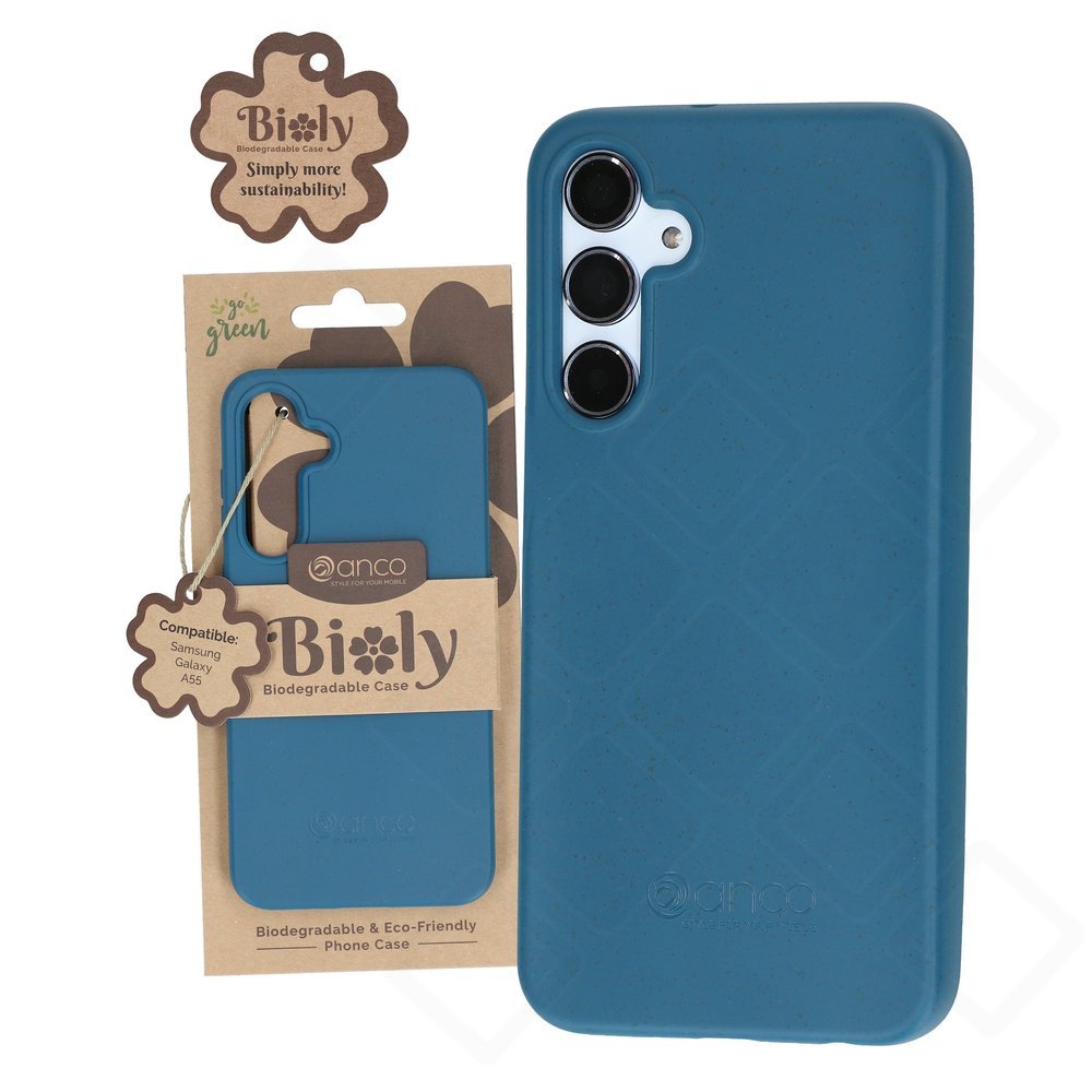 anco Bioly Case für Samsung Galaxy A55 5G in Blau - biologisch abbaubare Schutzhülle