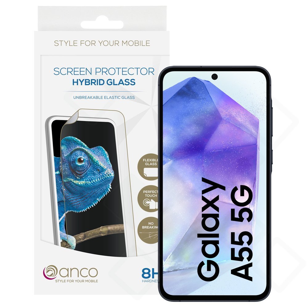 anco Hybrid Glass Displayschutz für Samsung Galaxy A55 5G - 9H Härte Panzerglas flexibel
