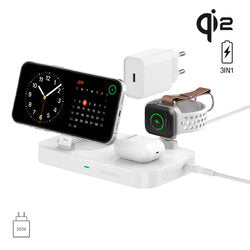 Qi2 3in1 Ladestation + 30W Netzteil – 4smarts Trident | Watch & AirPods