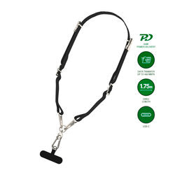 4smarts PowrCord 2-in-1 Handykette & 60W USB-C Ladekabel – Schwarz, 40–175 cm