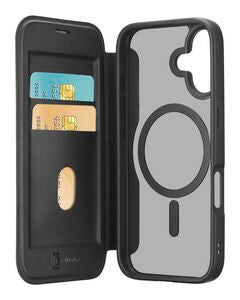 Cellularline Book Case Daily MAG für iPhone 17 Pro – Schwarz mit Kartenfach