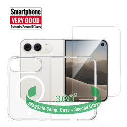 4smarts 360° Premium Protection Set für Apple iPhone Duo – Transparente MagSafe-Schutzhülle mit 9H Panzerglas