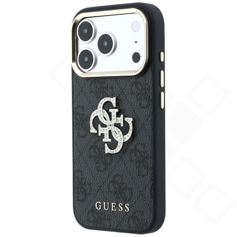 Original Guess 4G & Big Strass Logo Case für Apple iPhone 17 Pro Max / 18 Pro Max – Öko-Leder Schutzhülle