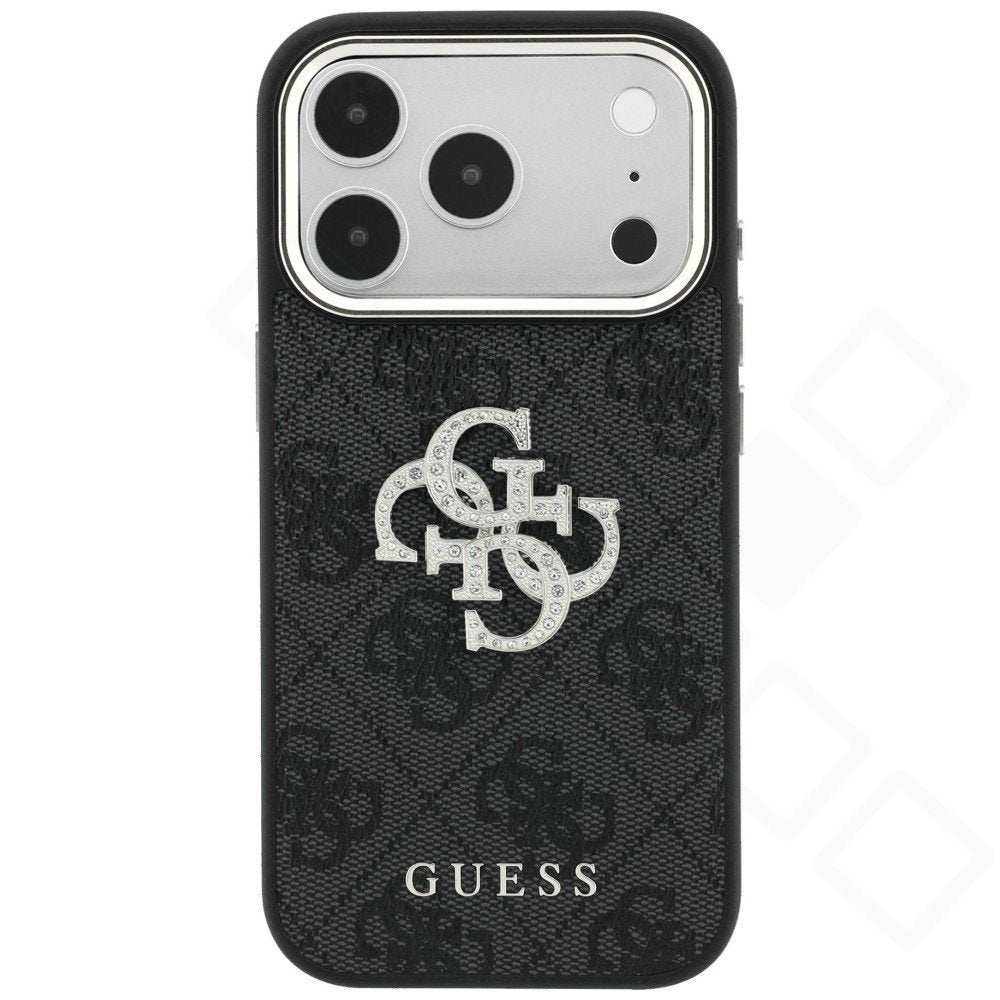 Original Guess 4G & Big Strass Logo Case für Apple iPhone 17 Pro Max / 18 Pro Max – Öko-Leder Schutzhülle