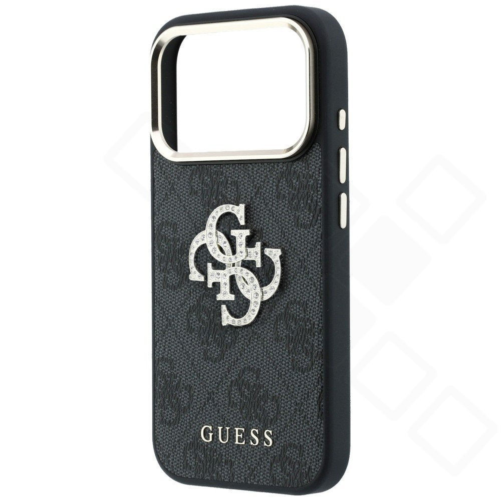 Original Guess 4G & Big Strass Logo Case für Apple iPhone 17 Pro Max / 18 Pro Max – Öko-Leder Schutzhülle