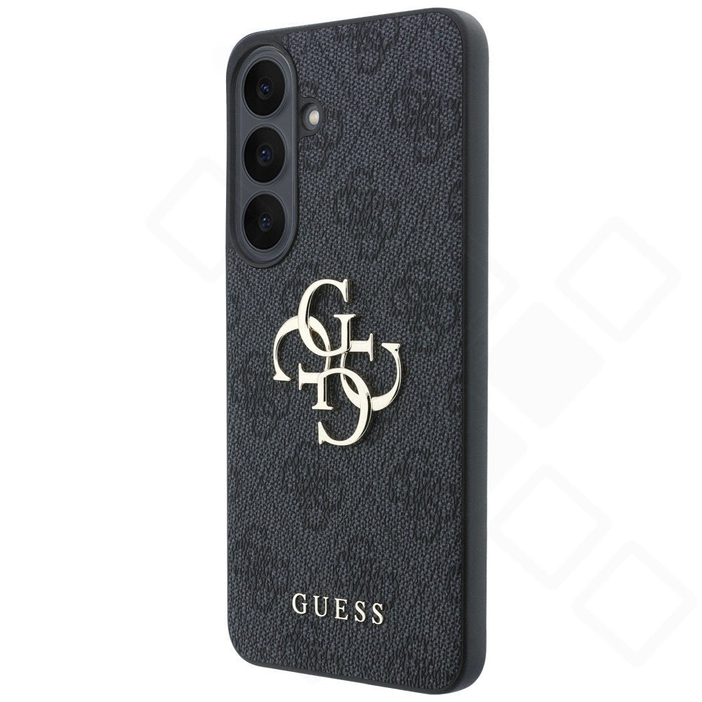 Guess Big 4G Logo Classic Logo Cover – Exklusive Öko-Leder Schutzhülle mit 4G-Muster & großem Metall-Logo für Samsung Galaxy S26 FE (S741B) –  Premium Case