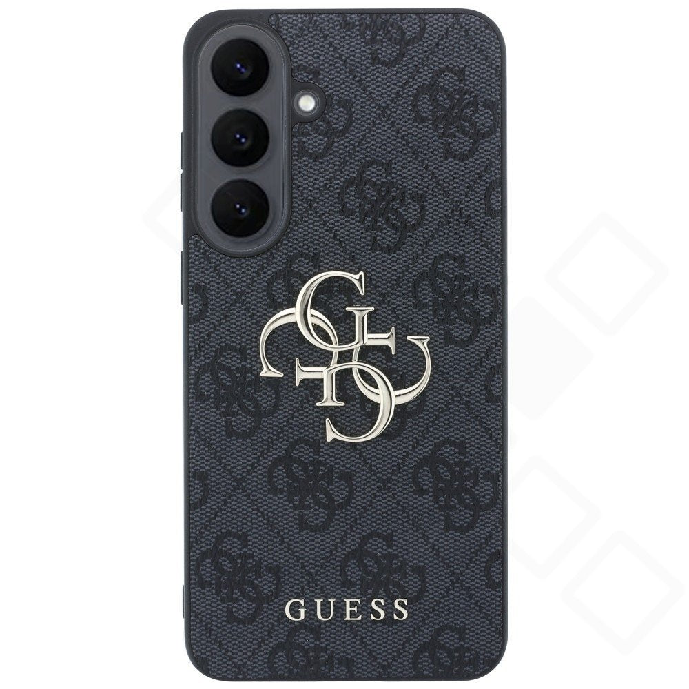 Guess Big 4G Logo Classic Logo Cover – Exklusive Öko-Leder Schutzhülle mit 4G-Muster & großem Metall-Logo für Samsung Galaxy S26 FE (S741B) –  Premium Case