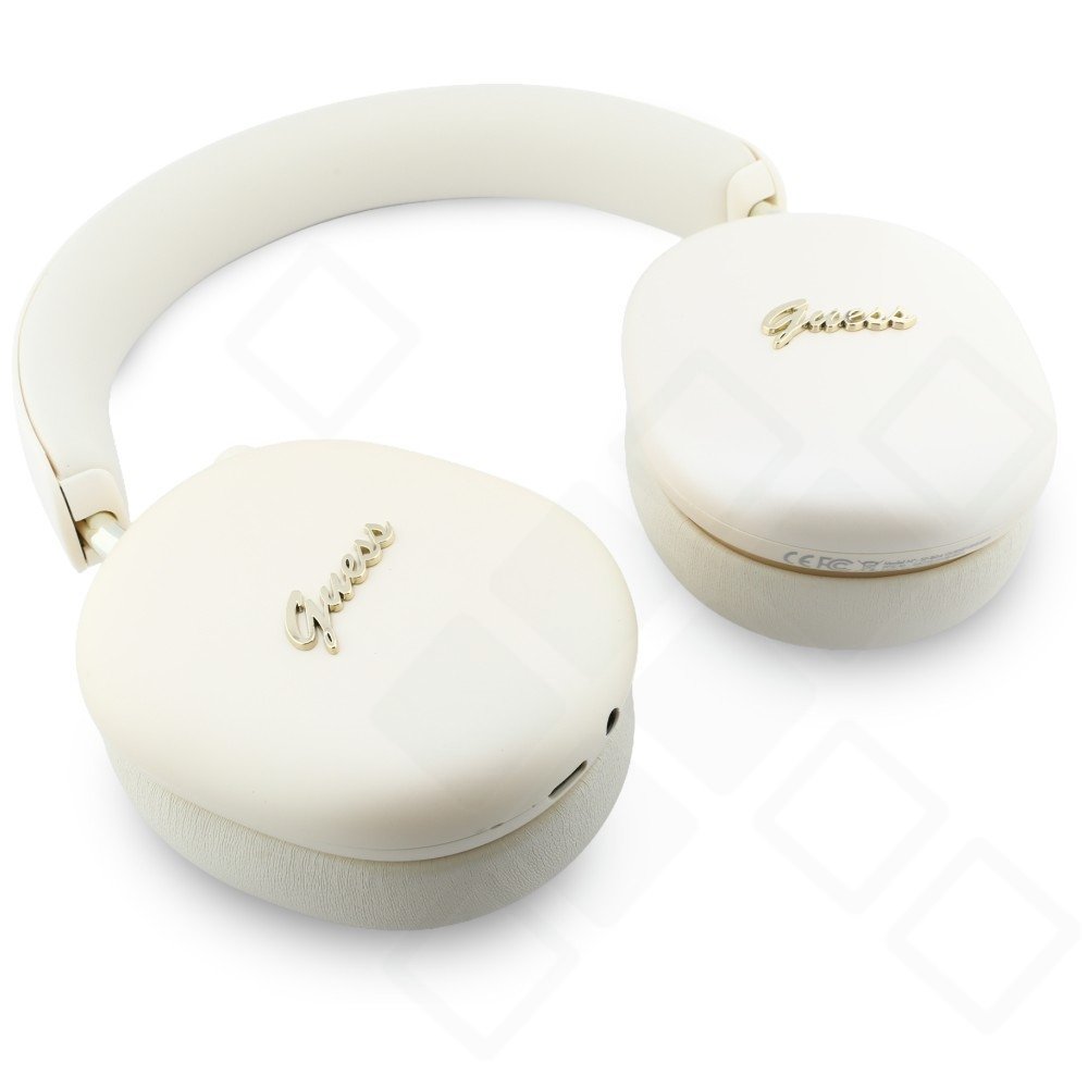 Original Guess Metallic Finish Gold Script Logo ENC Over-Ear Wireless Headphone – Bluetooth 5.4 Kopfhörer
