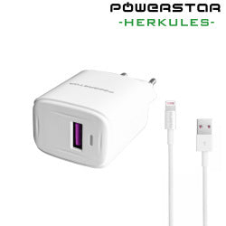 iPhone Ladegerät 18W + Lightning Kabel Set – Powerstar Herkules | Weiß