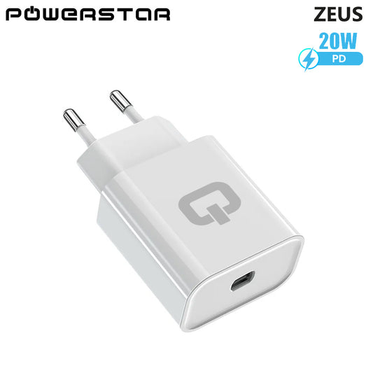 Powerstar ZEUS USB-C Ladegerät 20W – Schnellladeadapter Weiß