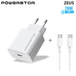 Powerstar ZEUS USB-C Ladegerät 20W + USB-C Kabel – Weiß