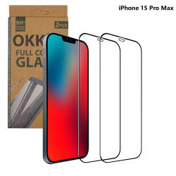 okkes 2in1 Panzerglas für iPhone 15 Pro – Fullcover 3D (2er Set)