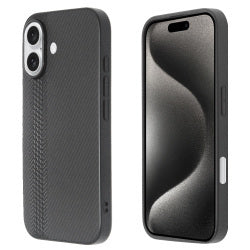 OKKES Carbon Hülle für iPhone 16 – Schwarzes Case
