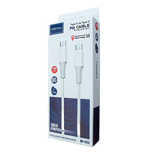 Weißes HEPU Royal USB-C-auf-USB-C-PD-Kabel 60 W in der Produktansicht