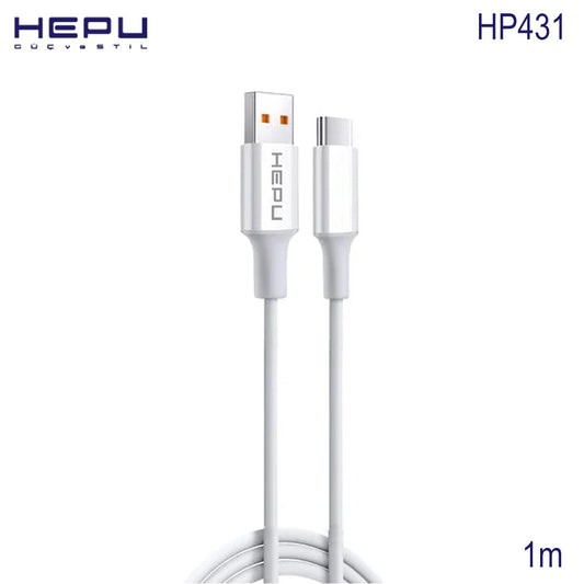 HEPU Royal USB-A-auf-USB-C-Kabel in Weiß mit USB-A- und USB-C-Stecker