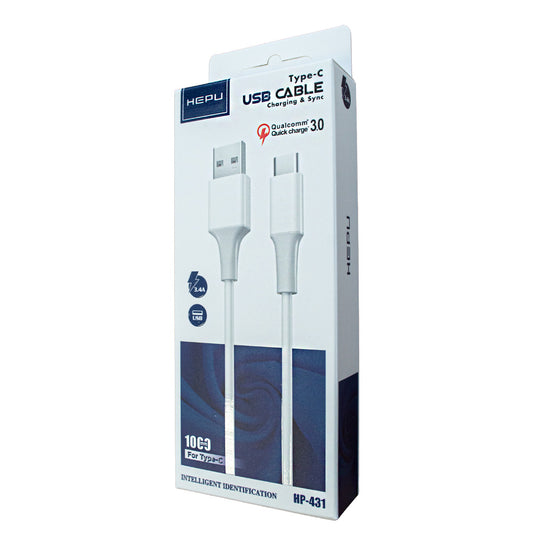 Weißes HEPU Royal USB-A-auf-USB-C-Lade- und Datenkabel mit bis zu 3,4 A