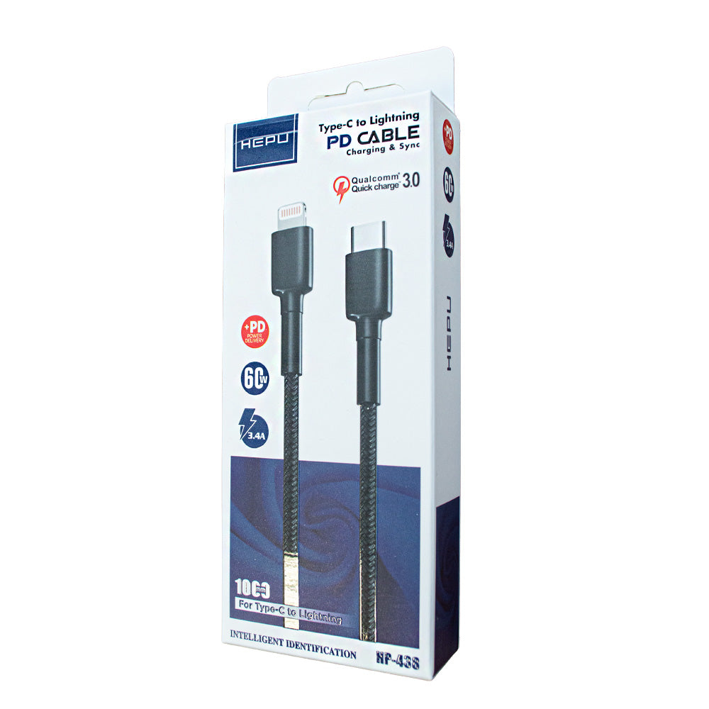 HEPU Cord USB-C-auf-Lightning-PD-Kabel – 1 m Schwarz