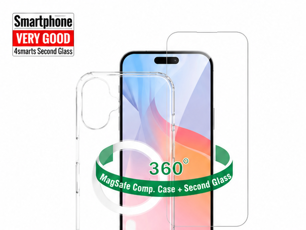 4smarts 360° Premium Protection Set für Apple iPhone 16 mit transparenter MagSafe Hülle und 9H Panzerglas