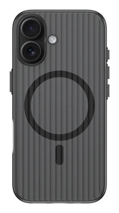 4smarts Aero MagSafe Case für Apple iPhone 16 in Schwarz mit transparenter Riffelstruktur