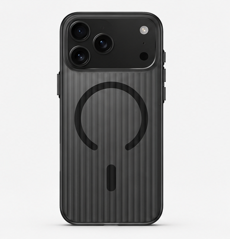 4smarts Design Case Aero für Apple iPhone 17 Pro Max in Schwarz mit MagSafe und Riffel-Design