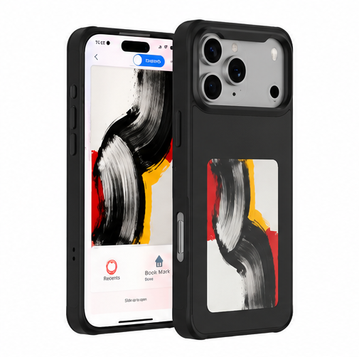 4smarts E-Ink Cover mit NFC-Display und Qi2 für Apple iPhone 17 Pro Max in Schwarz