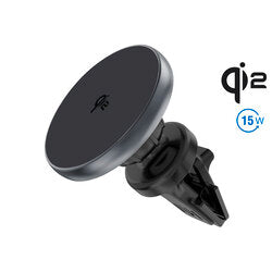 4smarts Qi2 Kfz Ladepuck grau Handyhalterung mit MagSafe