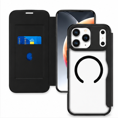 4smarts Urban Pro Flipcase für Apple iPhone 17 Pro Max in Schwarz mit MagSafe- und Qi2-Kompatibilität