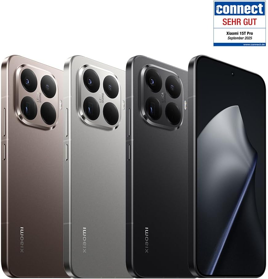 XIAOMI 15T Pro 12+512GB, Unlocked, 6,83" 144Hz, Dimensity 9400+, 50MP Leica 5X Teleobjektiv, 5500mAh, Titan, 2J Garantie