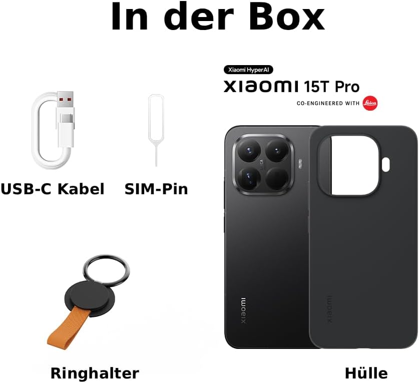 XIAOMI 15T Pro 12+512GB, Unlocked, 6,83" 144Hz, Dimensity 9400+, 50MP Leica 5X Teleobjektiv, 5500mAh, Titan, 2J Garantie