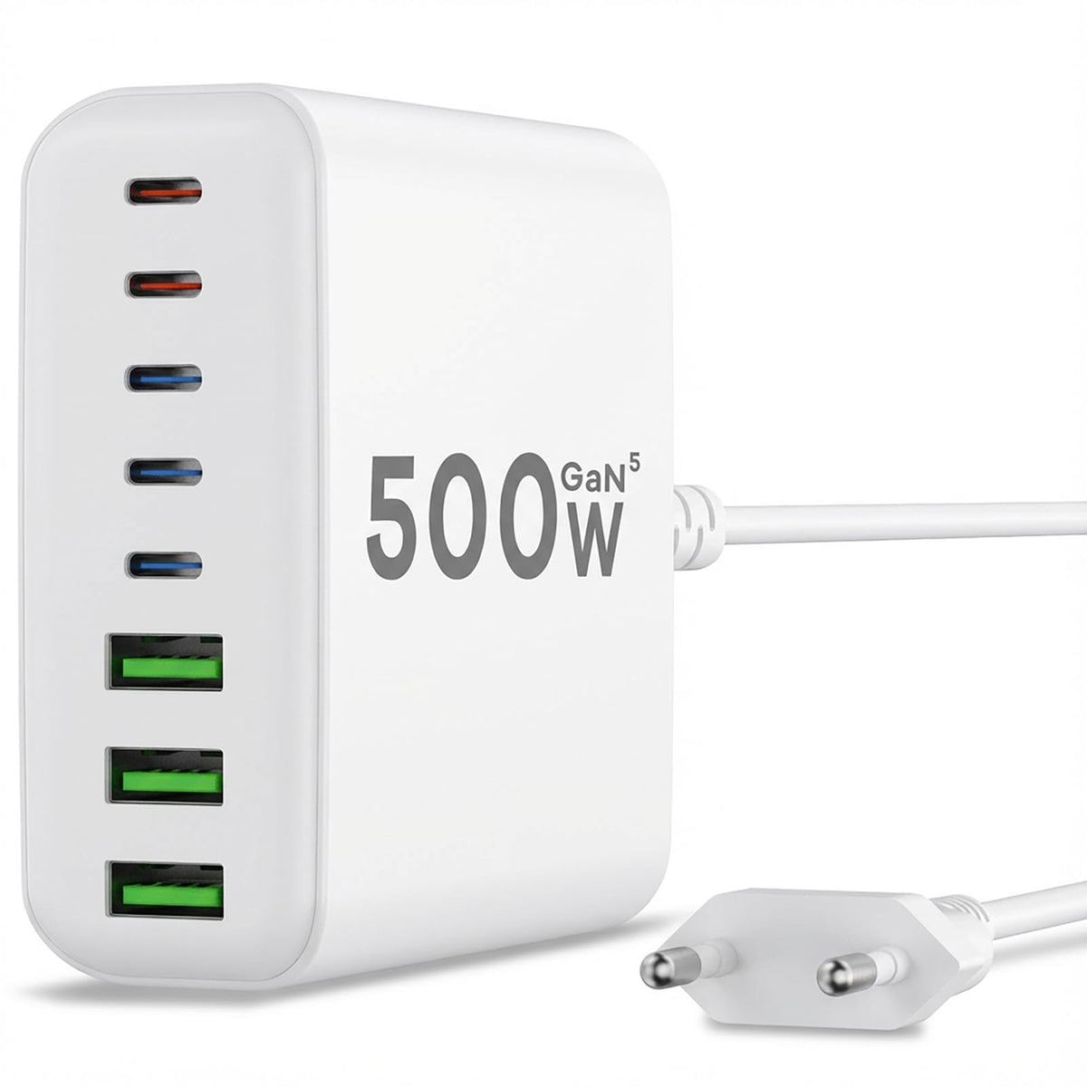 400W USB C Ladegerät Mehrfach, GaN IV 8 Ports USB Ladegerät Mehrfach, 400W 8-Port Schnellladegerät Kompatibel mit MacBook Pro/Air, iPad Pro/Air, iPhone, Android etc (Schwarz, 8 Ports)