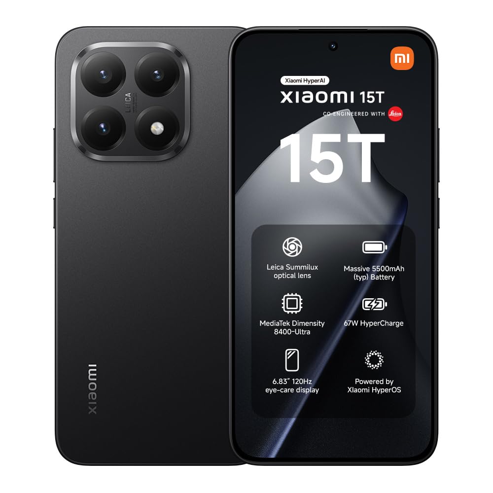 XIAOMI 15T Pro 12+512GB, Unlocked, 6,83" 144Hz, Dimensity 9400+, 50MP Leica 5X Teleobjektiv, 5500mAh, Titan, 2J Garantie