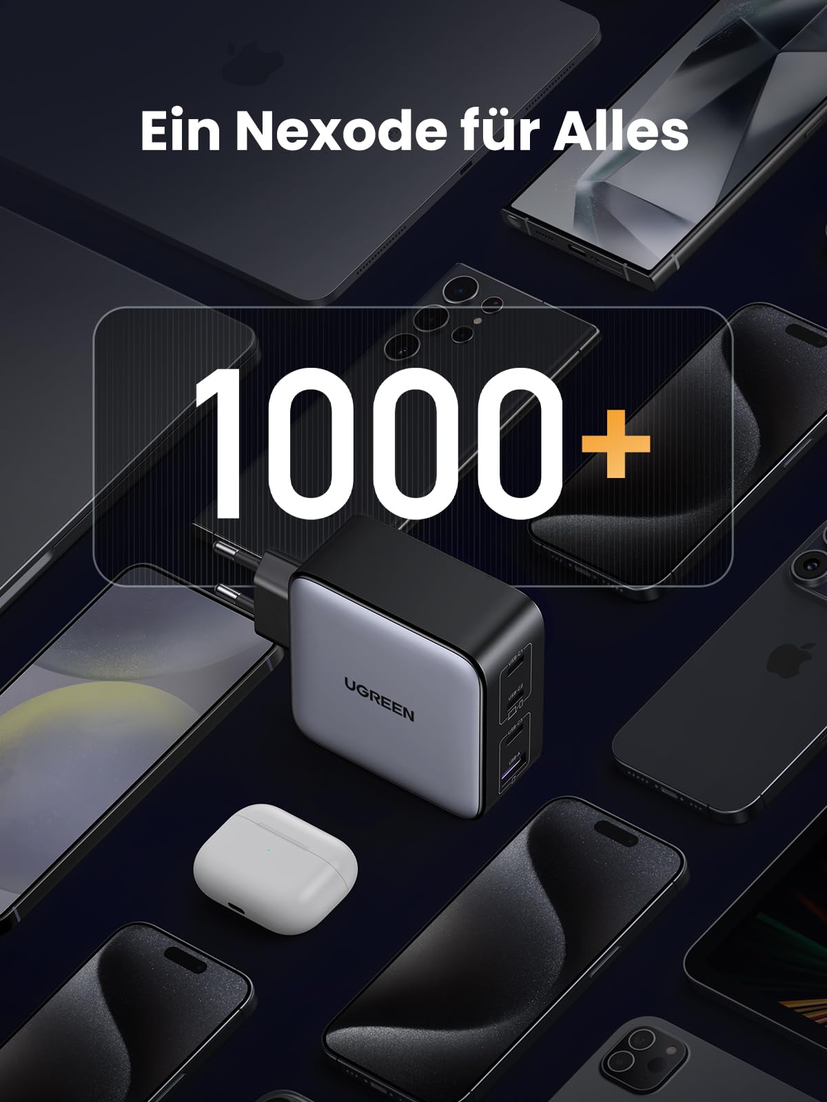 UGREEN Nexode 100W USB C Ladegerät, 4 Ports, GaN Netzteil, Laptop Charger