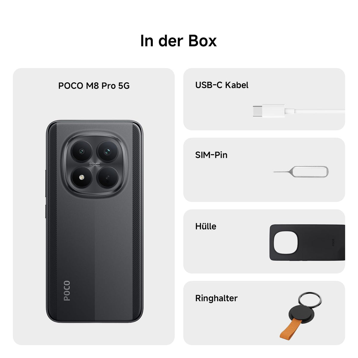 XIAOMI Poco M8 5G Smartphone, 8+256GB, 50MP Kamera, Schwarz