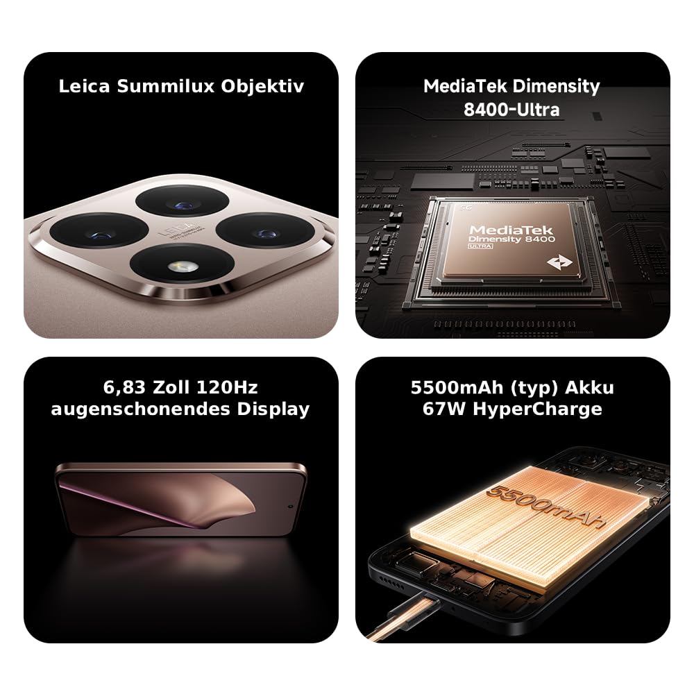 XIAOMI 15T Pro 12+512GB, Unlocked, 6,83" 144Hz, Dimensity 9400+, 50MP Leica 5X Teleobjektiv, 5500mAh, Titan, 2J Garantie