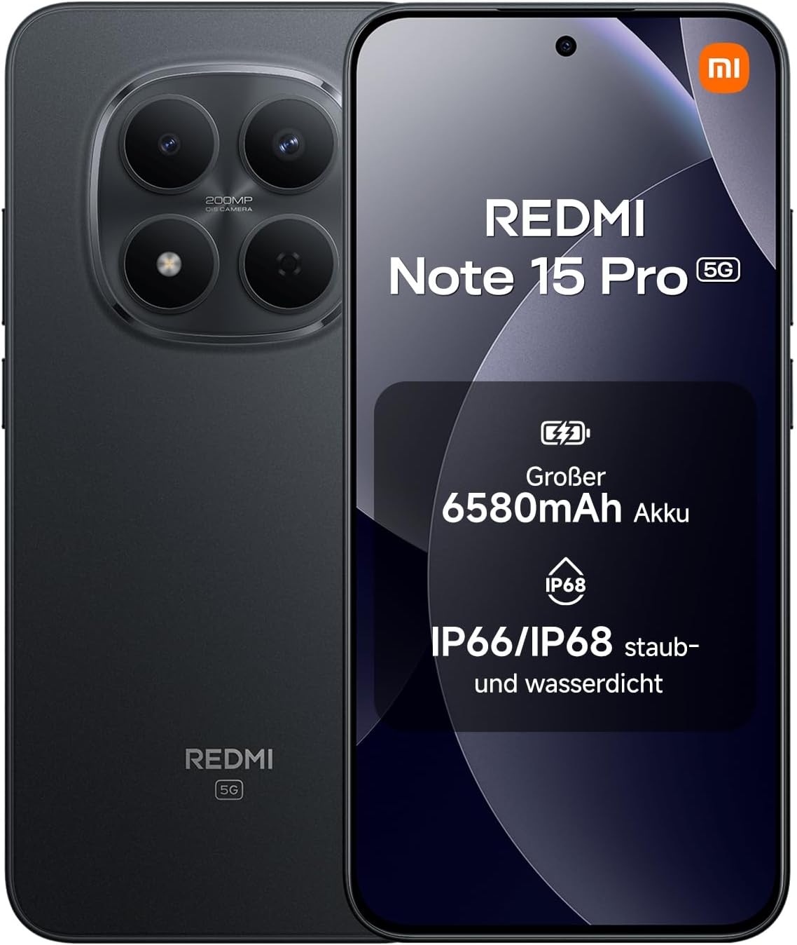 XIAOMI REDMI Note 15 Pro 5G Smartphone 8+256GB 6580mAh 200MP Kamera Schwarz