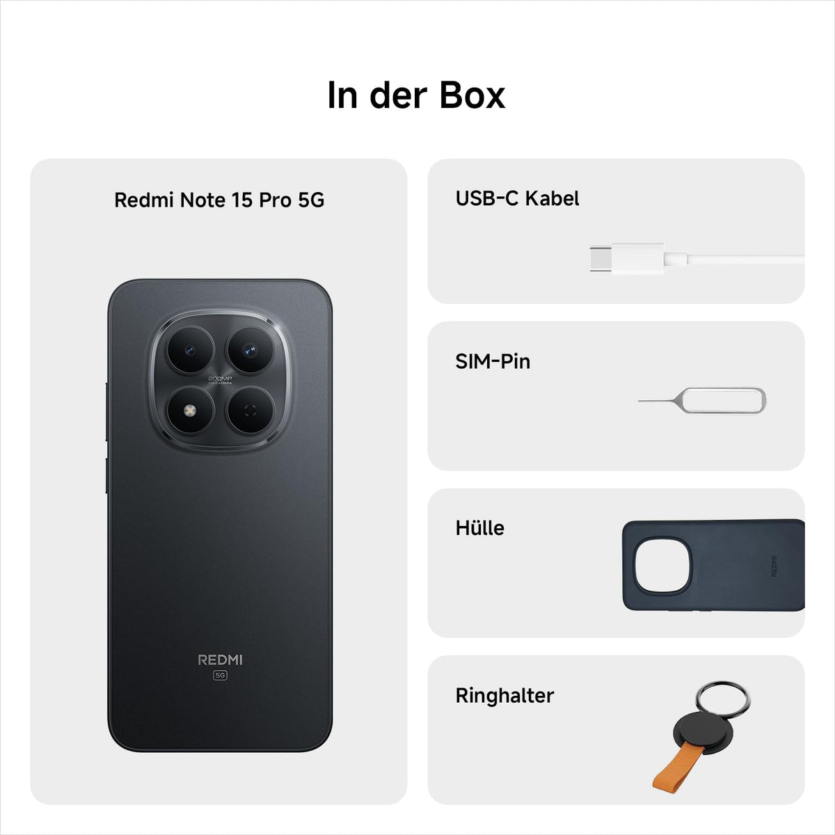 XIAOMI REDMI Note 15 Pro 5G Smartphone 8+256GB 6580mAh 200MP Kamera Schwarz