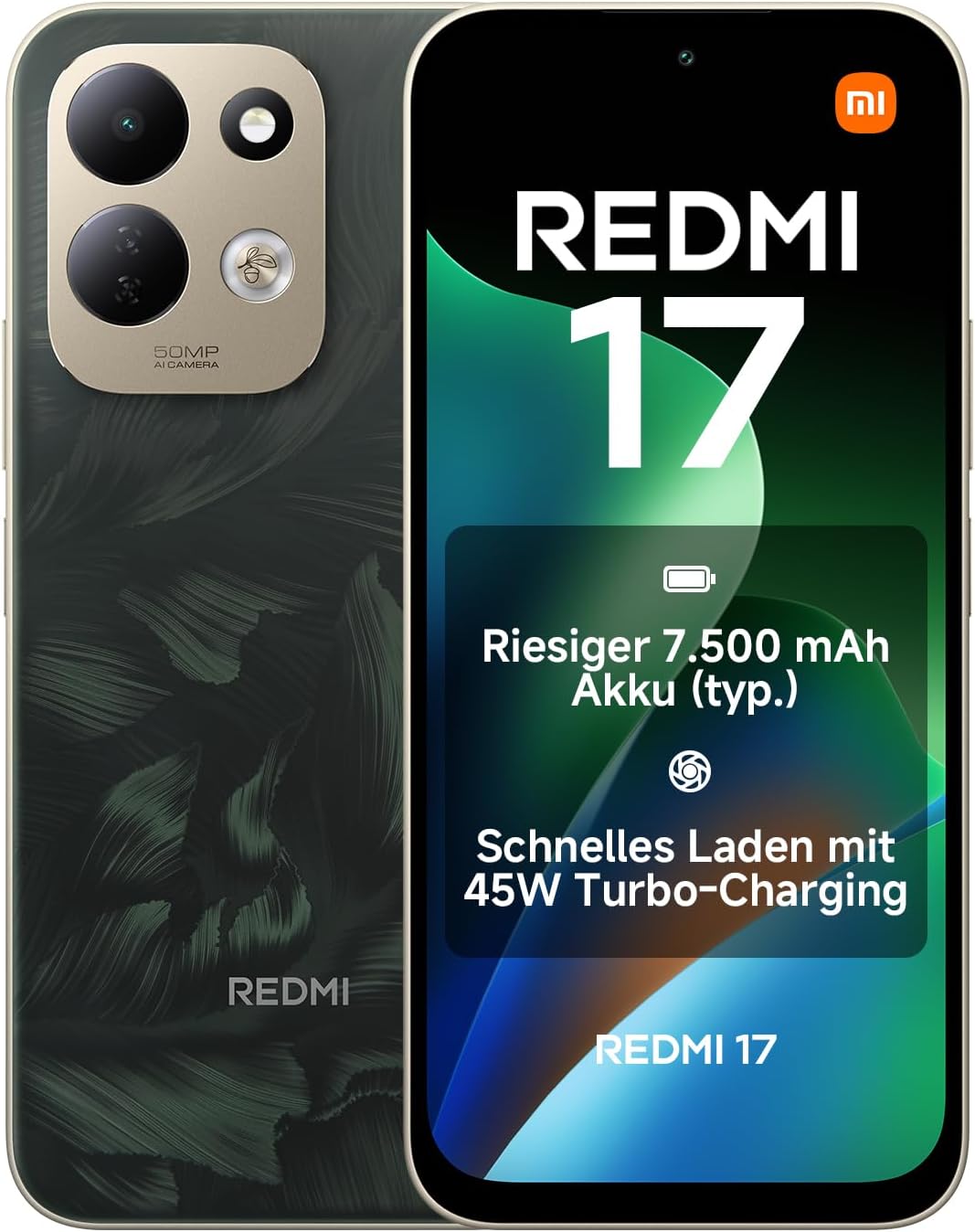 XIAOMI REDMI 17, Smartphone 4+128 GB, Grün, 7500mAh Akku, 45W Laden