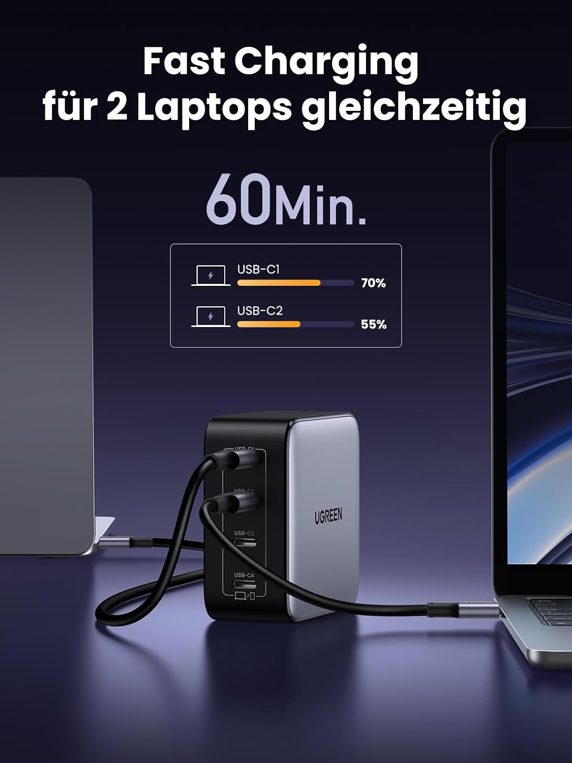UGREEN Nexode 100W USB C Ladegerät, 4 Ports, GaN Netzteil, Laptop Charger