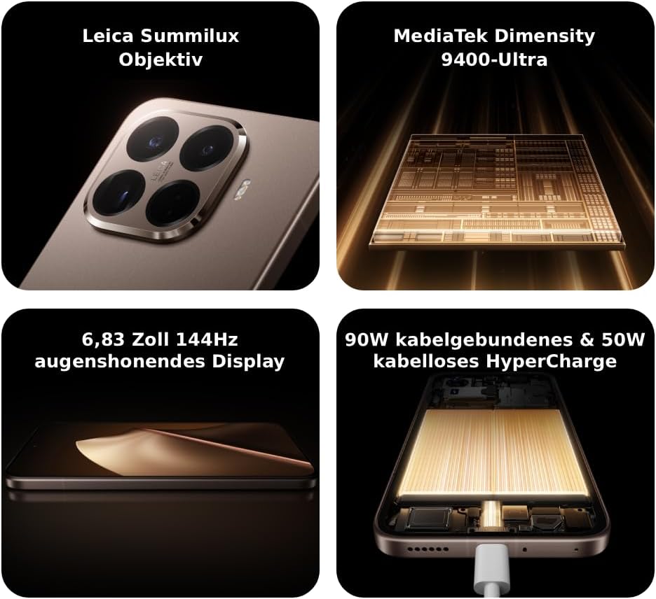 XIAOMI 15T Pro 12+512GB, Unlocked, 6,83" 144Hz, Dimensity 9400+, 50MP Leica 5X Teleobjektiv, 5500mAh, Titan, 2J Garantie