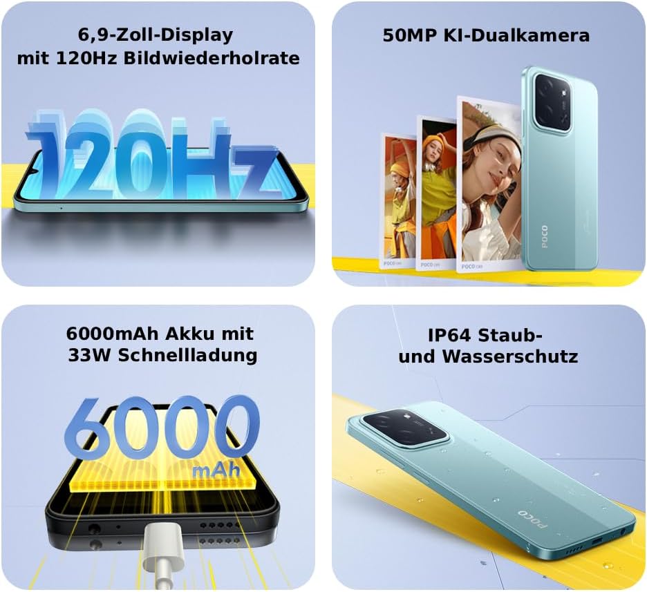 POCO C85 in Grün – schlankes Smartphone-Design