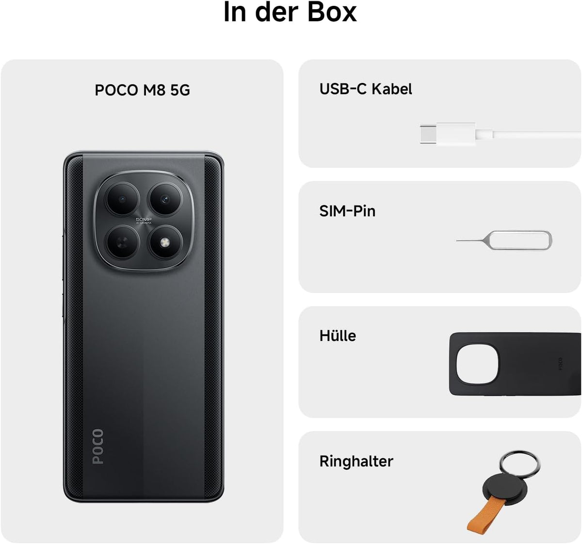 XIAOMI Poco M8 5G Smartphone, 8+256GB, 50MP Kamera, Schwarz