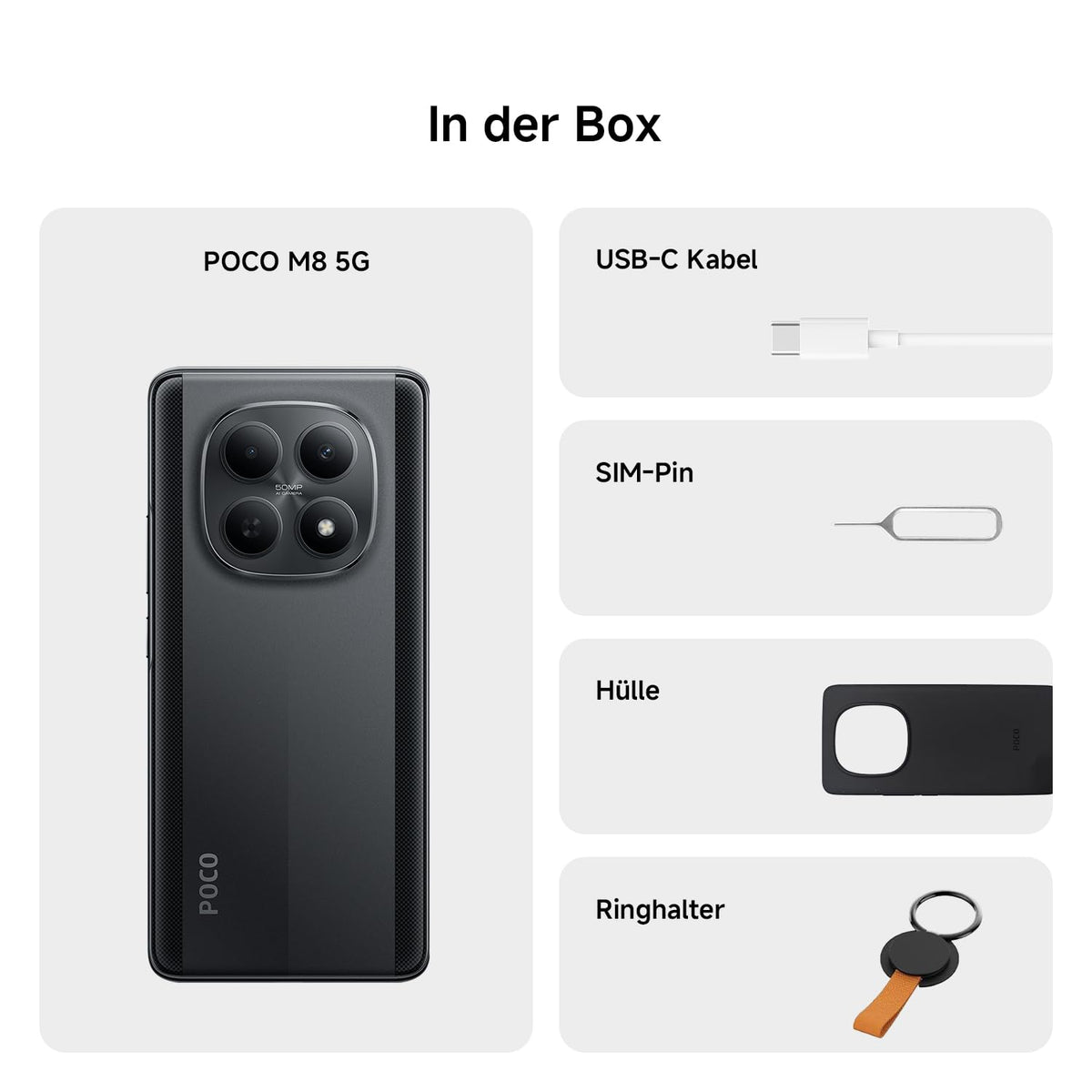 XIAOMI Poco M8 5G Smartphone, 8+256GB, 50MP Kamera, Schwarz