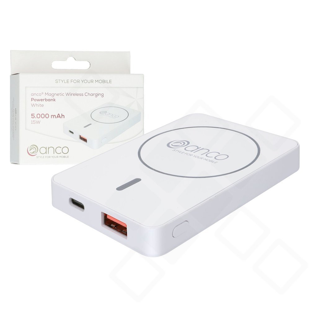 anco Magnetic Wireless Powerbank 5000mAh – MagSafe kompatibel Weiß