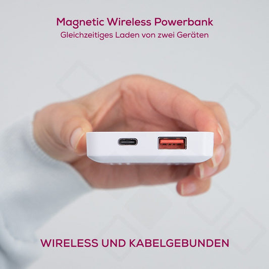 anco Magnetic Wireless Powerbank 5000mAh – MagSafe kompatibel Weiß