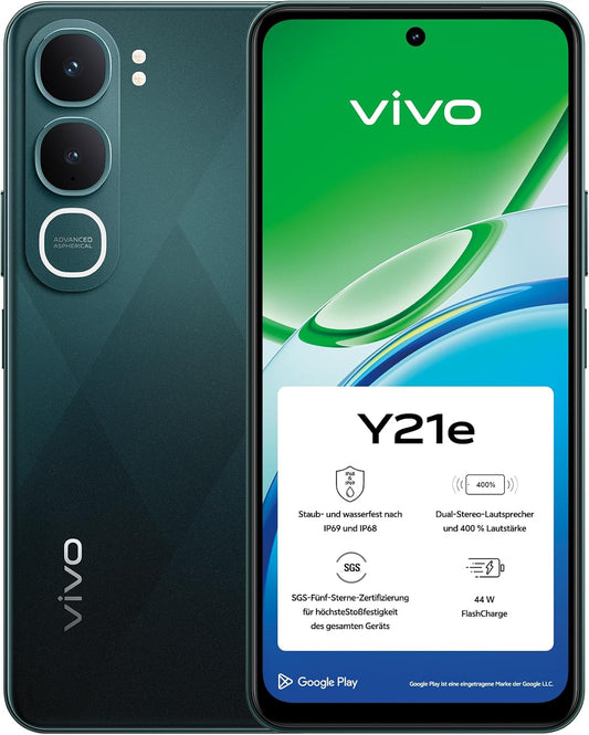 vivo Y21e Smartphone|4GB + 256 GB|50 MP Kamera|5.200 mAh|44W FlashCharge